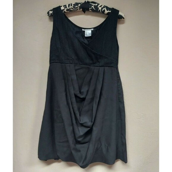 Tony Cohen Womens Wrap Front Drape/Pleated Dress Black Size 2 / XS Sleeveless - Picture 1 of 6